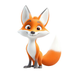 Obraz premium Cute cartoon fox with bushy tail and big eyes