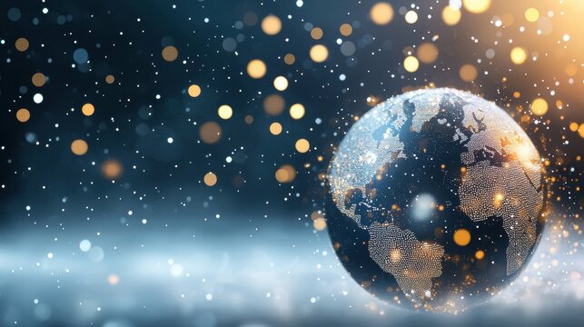 Business and Global Economy Rotating globe with data overlays showing global economic indicators, space background, visualizing the global economy - Powered by Adobe