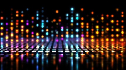 LED light grid abstract showing glowing pixelated square matrix, futuristic digital display background with modern tech and cyber themes in vibrant colors.