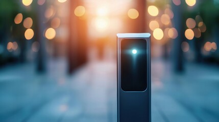 Warehouse Security and Cybersecurity Biometric access control system at a warehouse entrance, enhancing security and restricting unauthorized access