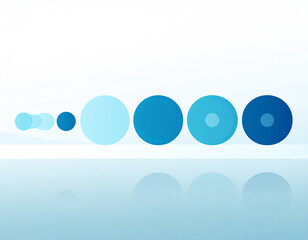 Abstract Blue Circles Row with Reflection Minimalist Geometric Design Art