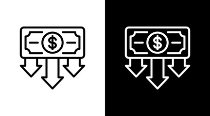 Currency Decline  White Icon Set Design