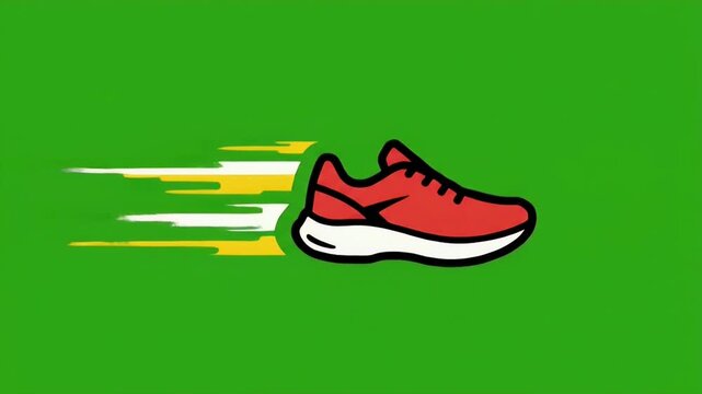 Animated Red Running Shoe With Speed Trails.