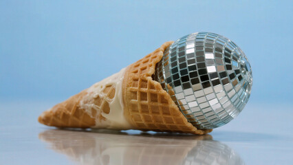 Ice cream cone with disco ball