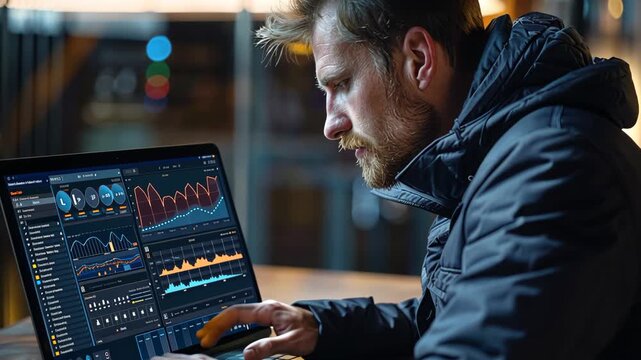 selective focus web designer on laptop creating website layout