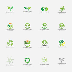 Logos of green Tree leaf ecology