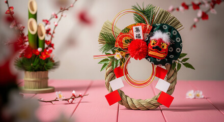 Traditional japanese new year decorations with transparent background