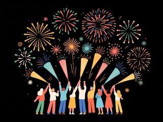 New year joy with fireworks,celebrate new year together