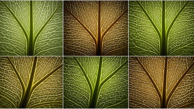 Close up of translucent leaf veins in a grid pattern