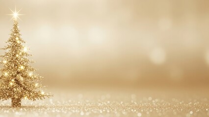 Elegant Christmas Background A Sparkling Golden Tree and Festive Ambiance for the Holidays