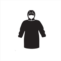  Illustration healthcare worker wearing full protective gear silhouette vector