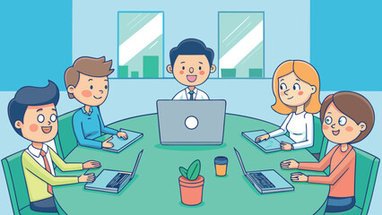 Remote Work and Home Office Productivity Flat Illustration Set
