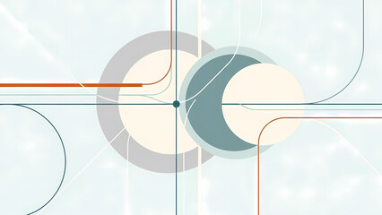 Abstract geometric design with intersecting circles and lines