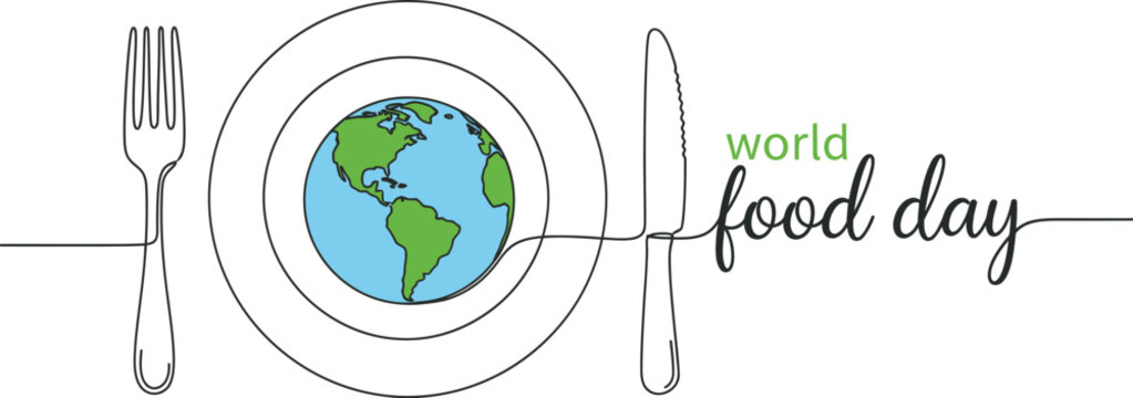 World food day illustration with globe on plate and utensils