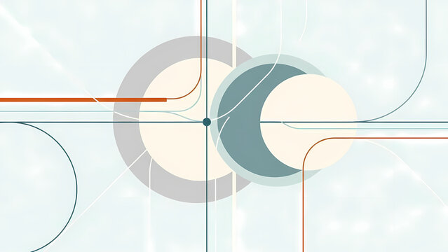 Abstract geometric design with intersecting circles and lines - Powered by Adobe