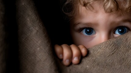 Innocent Eyes Peeking Through Blanket