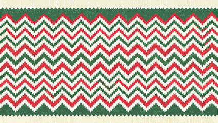 Festive red and green zigzag pattern border with decorative edge