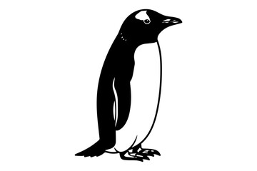 Fototapeta premium Gentoo Penguin Silhouette A Striking Black and White Depiction for Wildlife and Nature Themes