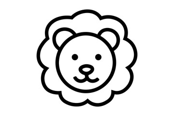 This is a simple, black and white line art illustration of a lion's head.