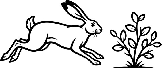 Running Hare Silhouette Illustration
