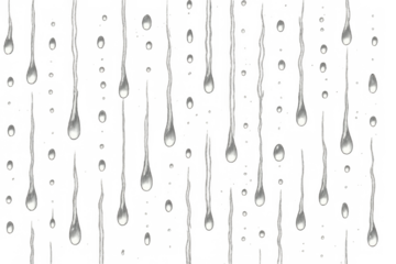 Water drops and liquid streams falling down on clear glass or window, transparent background, rain or condensation concept