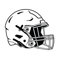 Fototapeta premium Black and white outline drawing of a football helmet