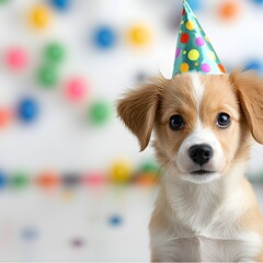 Cute 3D Render Puppy Wearing Party Hat