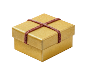 Elegant golden gift box tied with rustic twine, perfect for promotions, festive holidays, and special occasions that evoke feelings of joy and anticipation