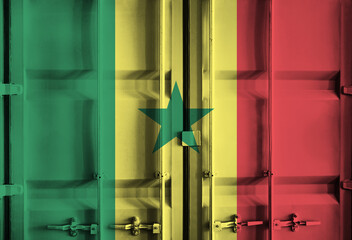 Obraz premium Shipping container with Senegal national flag overlay