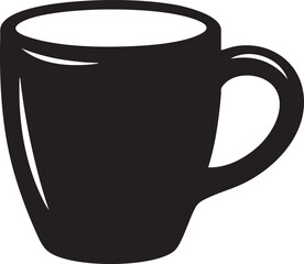 Minimal Black Coffee Cup Isolated Vector on Transparent Background