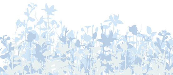 Spring glade banner in pastel tender colors. Clip art, basis element on white background © Julia