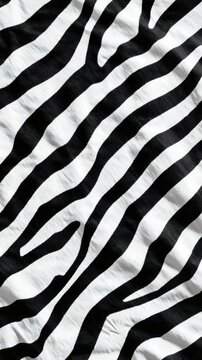 Closeup of black and white zebra print fabric with visible seam