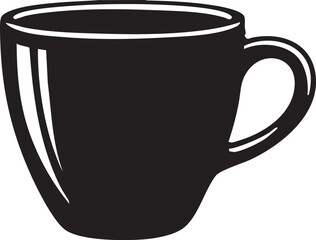 Minimal Black Coffee Cup Isolated Vector on Transparent Background