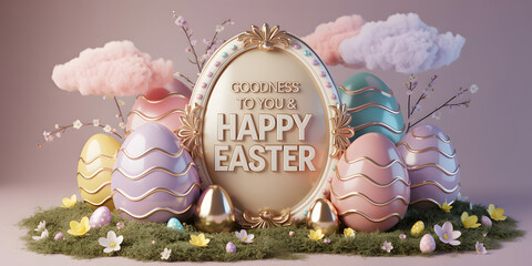 Elegant easter eggs and festive decorations create a joyful celebration