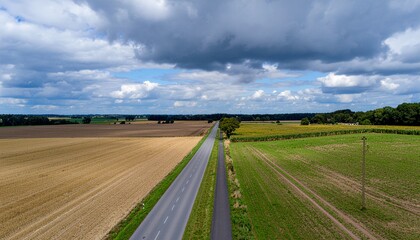 Drive through stunning rural farmland in summertime