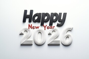 A clean Style image featuring Happy New Year 2026