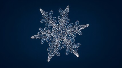 Intricate ice crystal snowflake macro photography detailed structure image