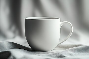 A clean studio shot of a matte white ceramic mug