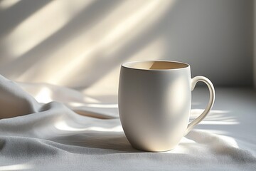 A clean studio shot of a matte white ceramic mug