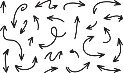 Set of hand drawn style black arrow illustrations for creative project designs