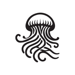 minimalist jellyfish logo with white background