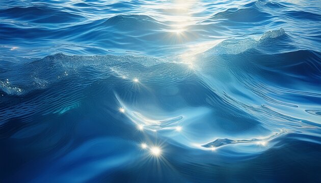 sparkling blue water surface with gentle ripples and sunlight reflections