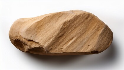 top view of a hyperrealistic single sandstone rock in an irregular shape isolated on a white white background
