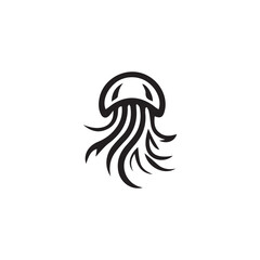 minimalist jellyfish logo with white background