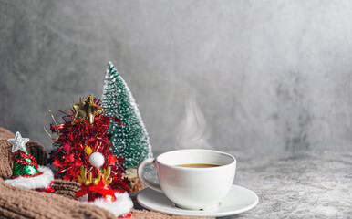 warm christmas coffee on Cozy knit shirt