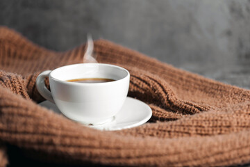 Winter coffee cup on Cozy knit shirt