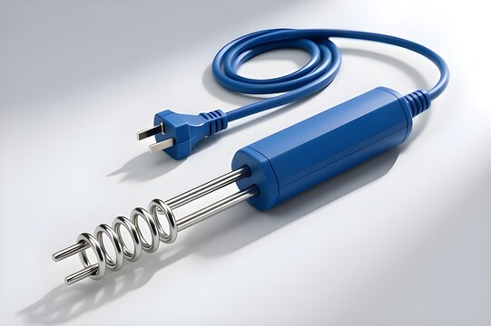 Electric Immersion rod Heating Element Rod with Blue Handle, Europlug, and Winter Water Heating.