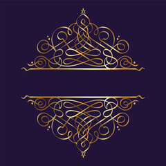 Elegant calligraphic decorative frame elements