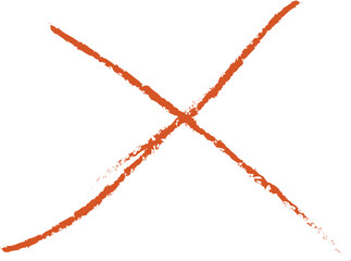Hand drawn orange x mark on white background
A simple, hand-drawn orange X mark is centered on a clean white background, suggesting a negative or incorrect choice.