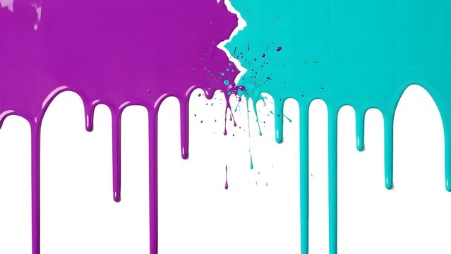 Bold Purple and Blue Paint Drips Abstract Art